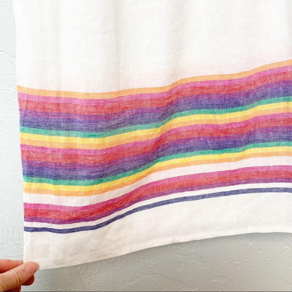 J. Crew rainbow off shoulder linen mini dress